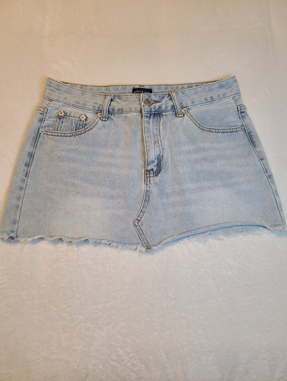 White Fox Light Wash Denim Mini Skirt Size M 100% Cotton